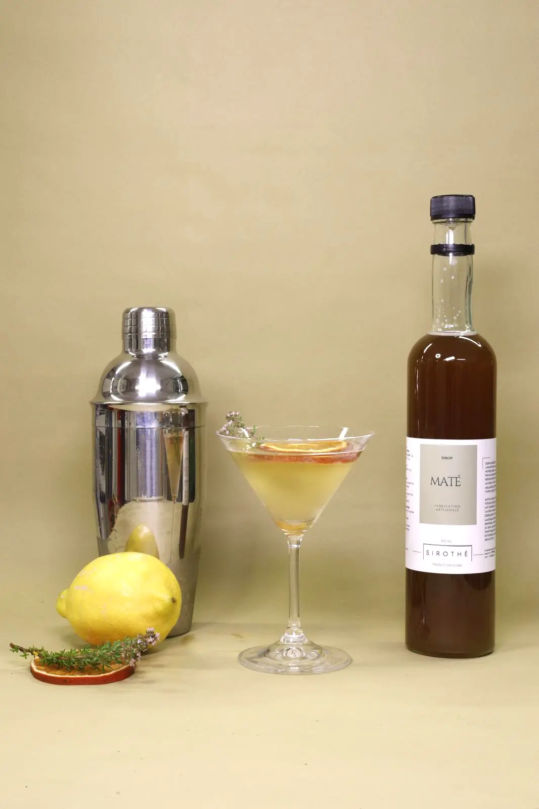 cocktail avec ou sans alcool à base de Sirothé au maté